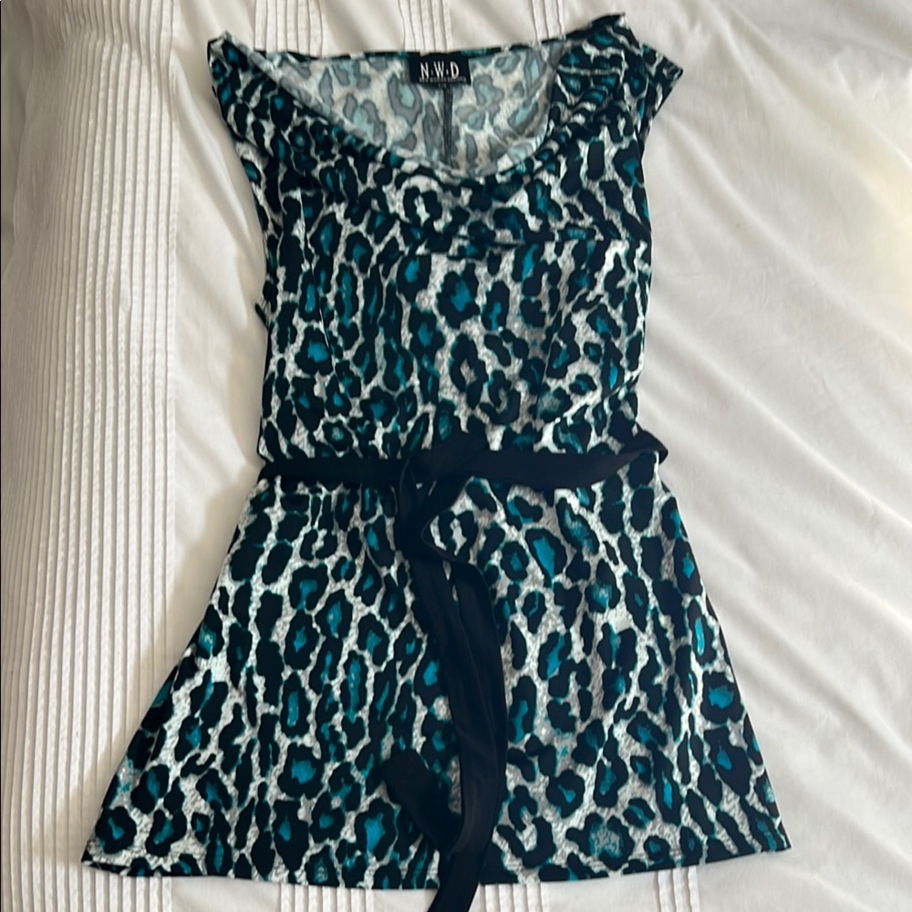 Women's Blue Leopard Print Top